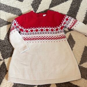 Red and Cream Toddler Knit Dress - GAP